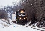 NS 3364 leads train symbol H75 eastbound approaching the Nazareth-Tatamy Road grade crossing